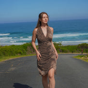 The Espresso Halter neck gown