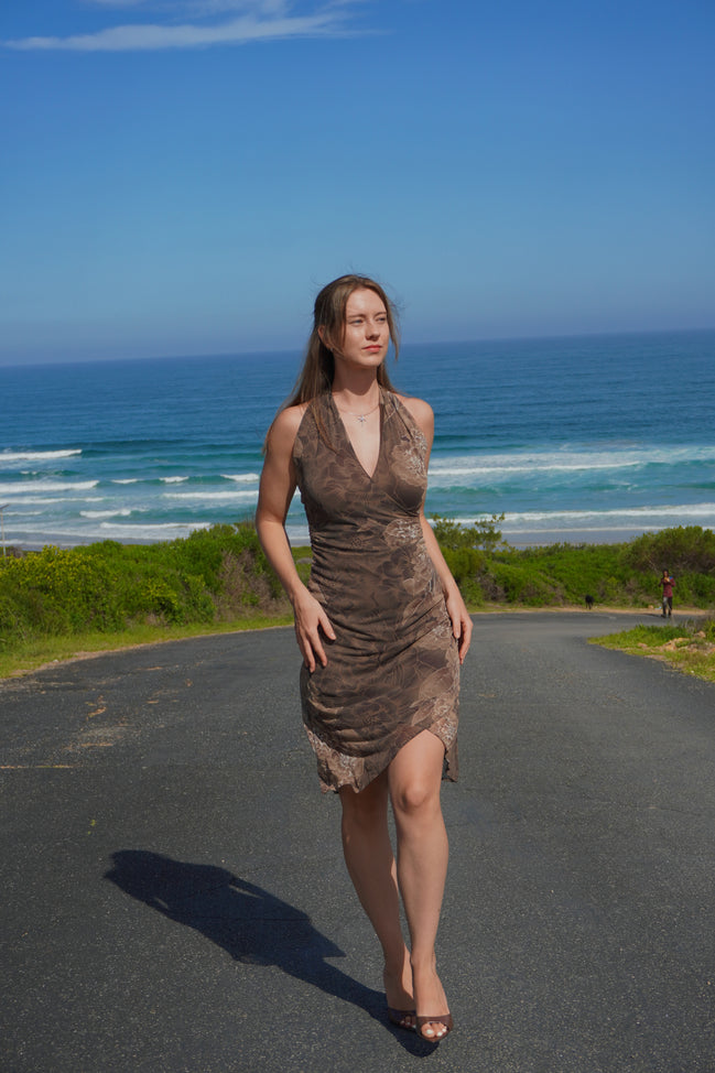 The Espresso Halter neck gown