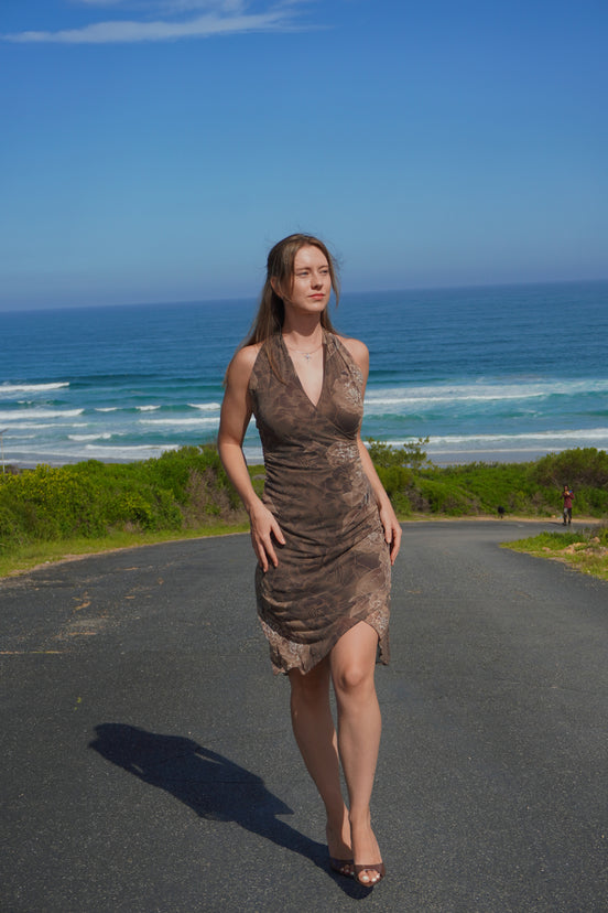 The Espresso Halter neck gown