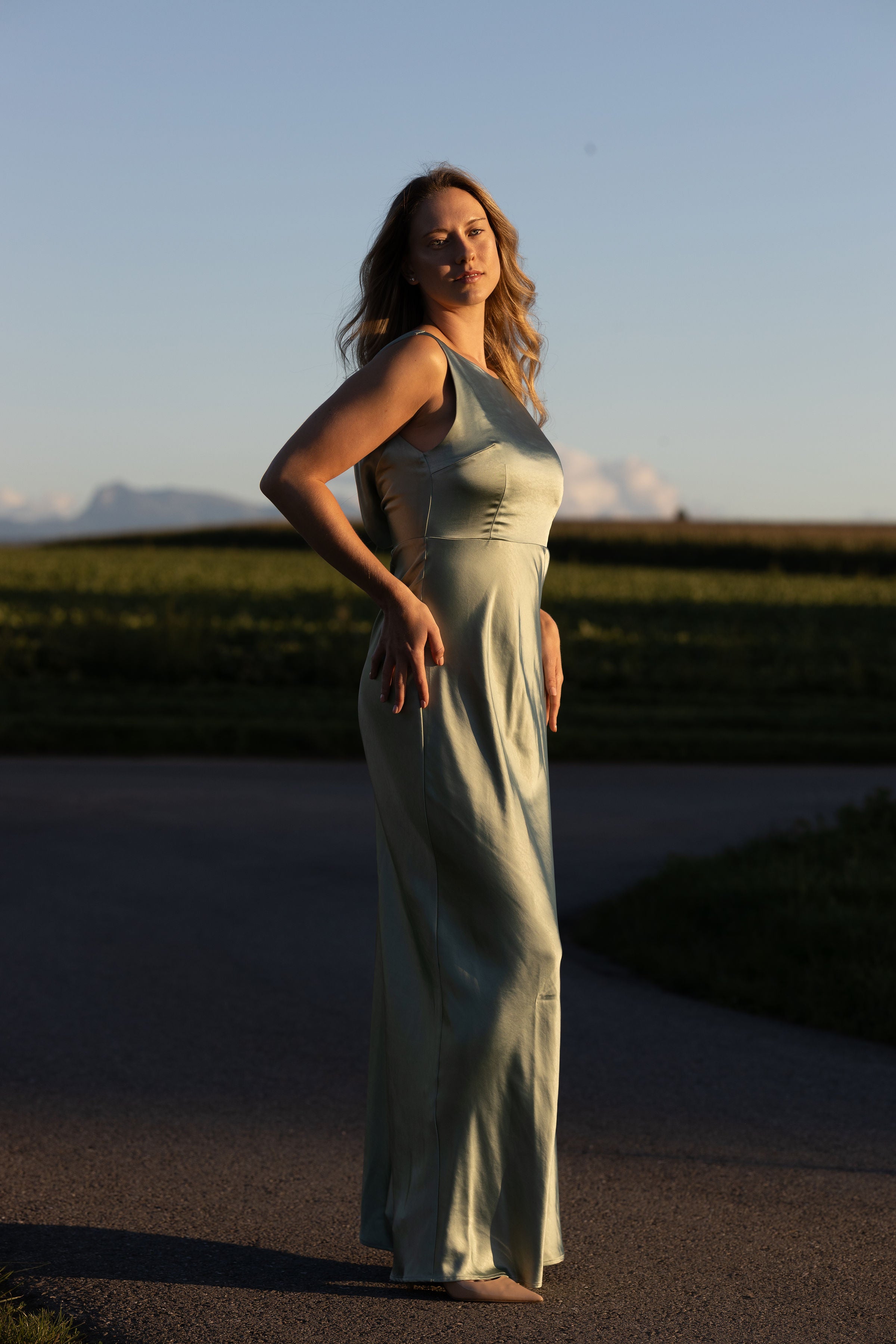 Jane Cowl Back Satin Dress