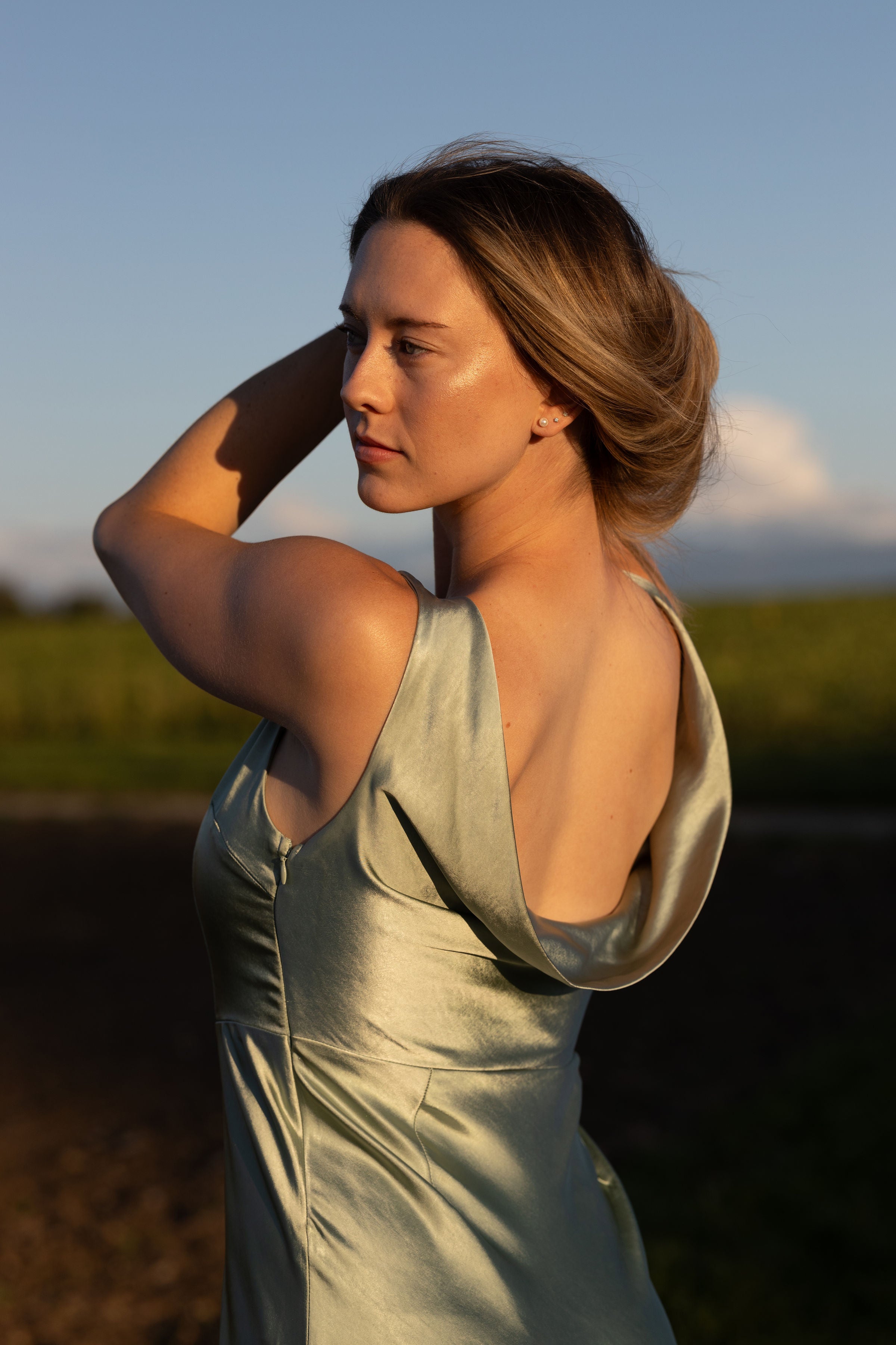 Jane Cowl Back Satin Dress